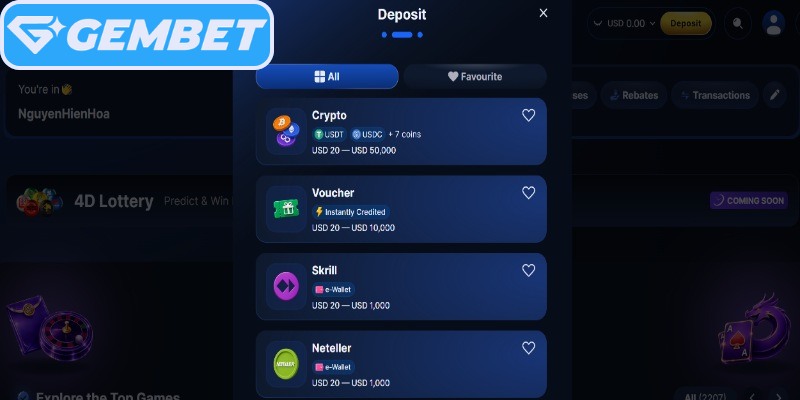 Desposit GEMBET is an important step for accessing online games